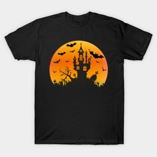 Spooky Moon Halloween Witch Monster Ghost Pumpkin T-Shirt